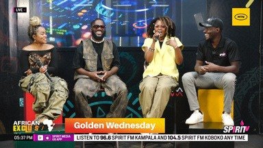 Lenaa I AM appearing on a Ugandan television panel show